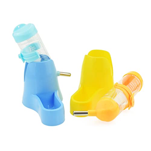 GALPADA Hamster Water Bottle Dispenser with Base Pet Feeder for Small Animals Removable and Easy to Clean Yellow Color for Hamsters and Small Pets
