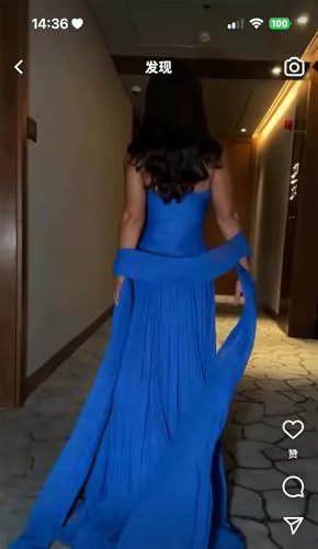 Women Royal Elegant Strapless A-Line Prom Dress Flowing Hand-Pleated Silk Evening Gown for Formal Party3