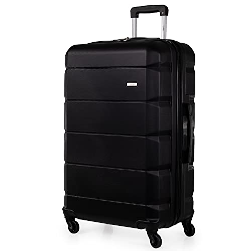 A2B 30-Inch Checked Luggage with Wheels - Hardsided Large Lightweight Suitcase Satra Tested Zips, Handles & Wheels Spacious Interior AB001 (Black, Large)