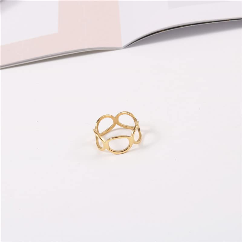 Beads & Pearls Jewelry 18K Gold Plated Stainless Steel Minimalist Trendy Link Chain Ring3