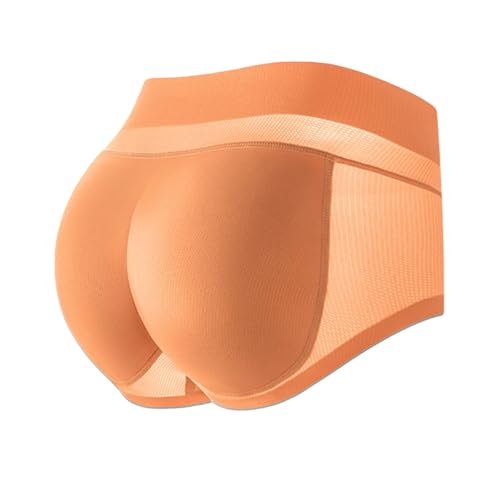 Ropa interior para mujer, color melocotón, bonito cojín para los glúteos, ropa interior sin costuras, paquete de ropa interior, naranja, XL