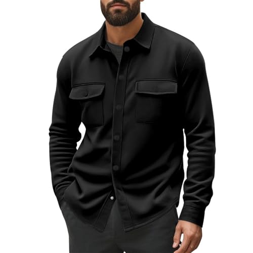 ZACOLLAN Men Jacket Youth Classic All-Match Long SleeveJacket Handsome Trend Comfortable OutdoorJacket Sport Fashion Casual TransitionJacket G-Black L