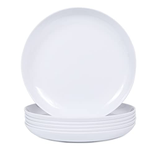Webbylee Melamine Pasta Plates - 6Pcs 10Inch Dinnerware Dishes Set For Indoor And Outdoor Use, Break-Resistant, White #TOP17