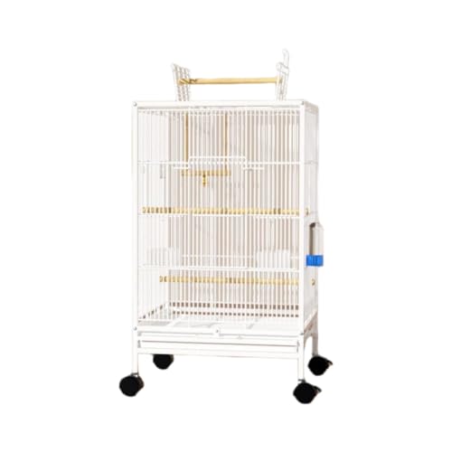 Punex 鳥ケージ 鳥かご 大型インコ ケージ ステンレス鋼の鳥かご 防湿 防錆 安定 ムクドリ セキセイインコ オウムに適しています (大きい,ホワイト)