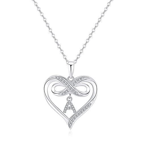 Valentine's Day Gifts For Kids Heart Necklace, Sterling Silver Infinity Initial A Necklace Valentine's Day Gifts For Girls Mom Gifts Heart Necklaces For Teen Girls Gifts Womens Jewelry For Girls #TOP24