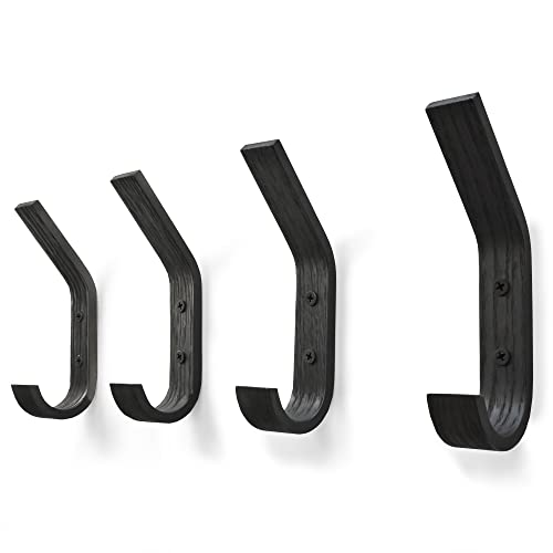 Valiai Décoration murale en bois avec 4 crochets muraux, l'organisation de style scandinave (noir), 155x24x47