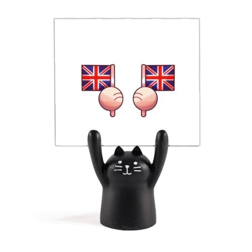 Porte message chat noir idée cadeau avec drapeaux britannique et européen