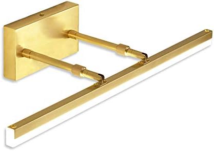 BDL Adjustable Dimming LED Bathroom Vanity Light Fixture Cabinet Wall Brushed Brass White Light 4000K Acrylic for Makeup Bathroom Lighting （Dimmable 24in 18W