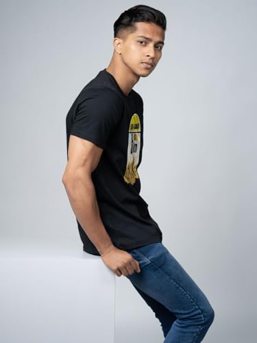 Image of T-Shirt for Men - 100% Cotton Ladakh Motorcycle Rider Half Sleeve Round Neck Graphic Print | Regular & Oversized Fit | 180 /220 GSM | S-5XL | Black, Navy Blue, Olive, Red, White
