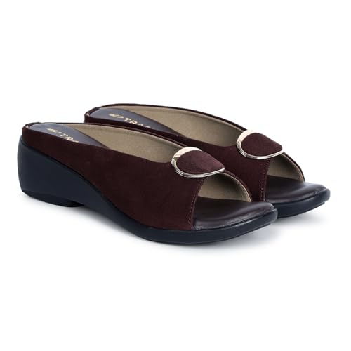 Image of TRASE Women's Fashion Sandals | Faux Leather Comfortable and Stylish Wedges | For Casual Wear & Formal Wear Occasions | For Women & Girls
