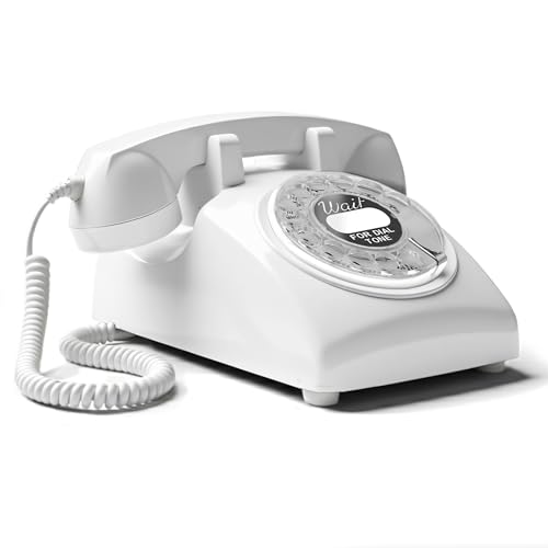 Opis 60s Rotary Phone - vintage landline, white