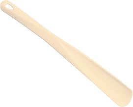 1 x Shoe Horn Plastic with Eyelet, 34 cm Long, Beige, beige