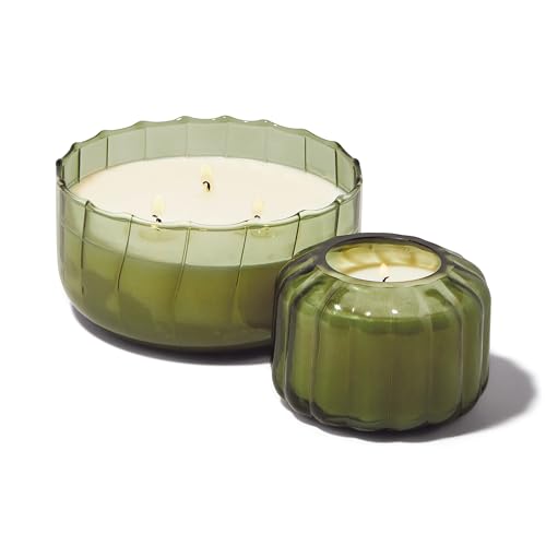 Paddywax Scented Candles Ripple Hand Blown Glass 3-Wick Luxury Artisan Candle, 340g, Green - Secret Garden - Image 2