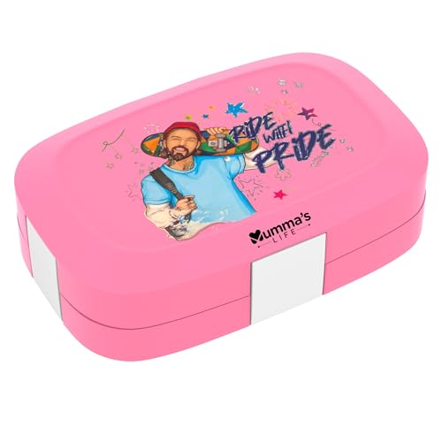 Image of Mumma's LIFE Stainless Steel Tiffin Box with 4 Side Lock Lid, 910 ml and Inner Stainless Steel Container, 135 ml, Food Grade | Air Tight | Easy to Carry | Leak Proof (Tuntun Lunch Box Pink)