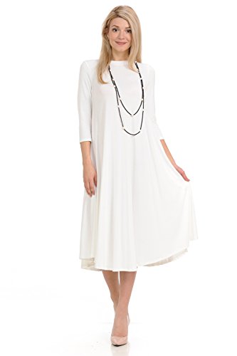 iconic luxe Women's A-Line Swing Trapeze Midi Dress Large Ivory
