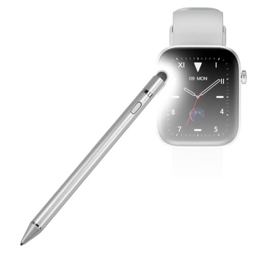 BoxWave Stylus Pen Compatible with HMD Watch P1 - AccuPoint Active Stylus, Electronic Stylus with Ultra Fine Tip - Metallic Silver