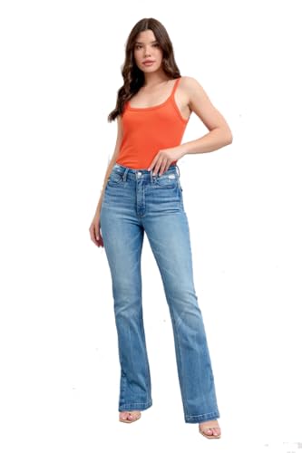 Judy Blue High Waist Tummy Control Vintage Wash Side Slit Slim Boot Jeans, 88930