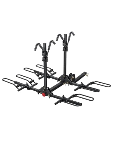 Image of Young 4-Bike Rack Hitch Mount Platform Style Carrier for Cars Trucks SUVs Minivans with 2 inch Hitch Receiver, 4 Bikes X 40 lbs (160 lbs Total) Load Capacity for 2 inch Receiver