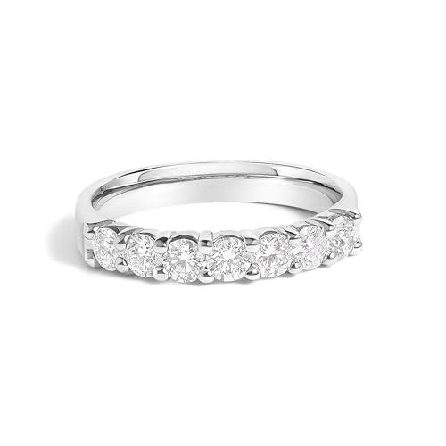 14K White Gold 3/4 Cttw Diamond 7 Stone Band Ring - Size 6.5