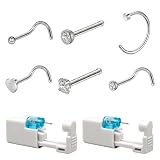 JYXNU 2pcs Pistola Piercing Pistolas, Kit de Piercing Nariz Desechable Pistola para Piercing Nariz con 6 Tachuelas Perforación de Nariz de Estéril Seguridad para Niñas, Mujeres, Hombres
