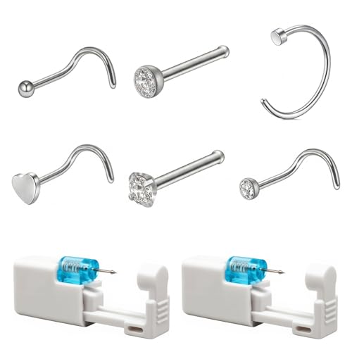 JYXNU 2pcs Pistola Piercing Pistolas, Kit de Piercing Nariz Desechable Pistola para Piercing Nariz con 6 Tachuelas Perforación de Nariz de Estéril Seguridad para Niñas, Mujeres, Hombres
