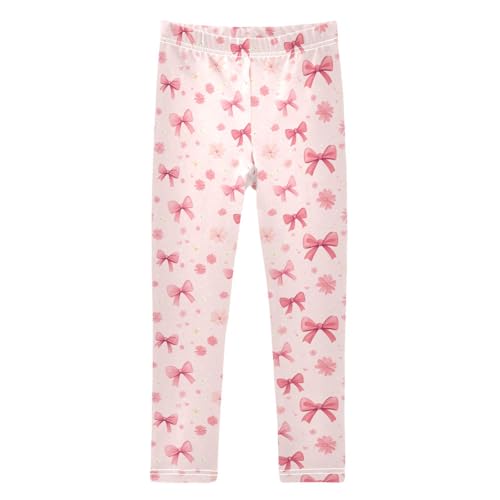 Girls Leggings Soft Toddler Ankle Length Bottoms Bows Kids Dance Yoga Pants 4-10 Years