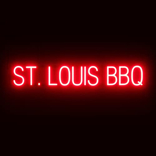 Image of SpellBrite LED Neon ST. LOUIS BBQ Sign for Business - Red, 41 inch x 6 inch | Ultra-Bright Click-Together Signage for Restaurants, with Visibility from 500 Feet - 8 Animations, 6 Brightness Levels