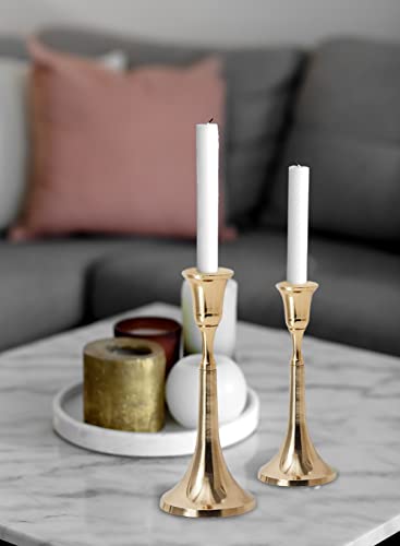 Serene Spaces Living Gold Candlestick Holder (Small 4.5" Tall * 2.5" Diameter) #TOP2
