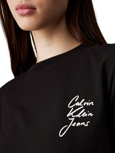 Calvin Klein Damen T-Shirts Kurzarm Script Institutional Baby Tee Rundhalsausschnitt, Schwarz (Ck Black), L – Ansicht 3
