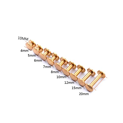 10 Pezzi Testa Tonda In Ottone Massiccio Vite Rivetto Manopola Borsa In Pelle Cintura Bottone Chiodo Per Cucire Accessori Fatti A Mano Fai Da Te Materiale - Italia - Foto 3