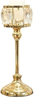 Modern Candle Holders Simple Iron and Glass Modern Table Decoration Decorative Candle Holder for Decoration (Gold, Medium)