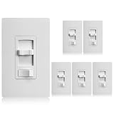 SURAIELEC Dimmer Light Switch 6 Pack, ON/Off Switch for LED, CFL Dimmable Bulbs, Incandescent, Halogen, 600Watt Max, Single Pole & 3 Way Slide Dimmer Switch with Wall Plate, ETL Listed