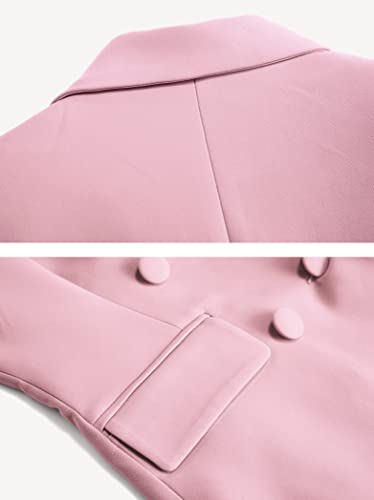 LISUEYNE Women’s Two Pieces Blazer Office Lady Suit Set Work Blazer Jacket and Pant Pink