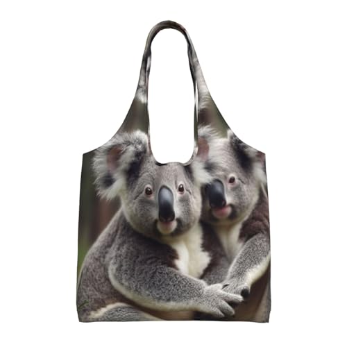 Canvas Tote Bag for Women Shoulder Tote Purse Reusable Grocery Bag Cute Koala bear Aesthetic Shopping Bags
