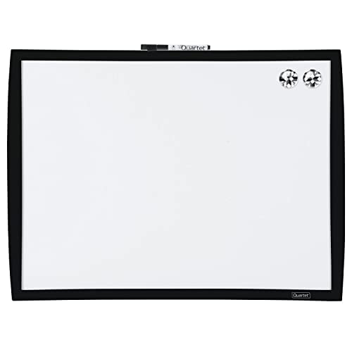 Quartet Magnetic Whiteboard, 17' x 23' Small White Board for Wall, Dry Erase Board for Kids, Perfect for Home Office & Home School Supplies, 1 Mini Dry Erase Marker, 2 Magnets, Black Frame (34608-BK)