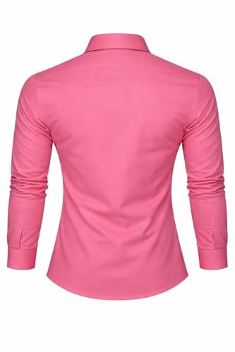 Image of Men's Slim Fit Long Sleeve Button-Down Shirt, Casual Formal Style with Chest Pocket
