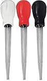 Set of (3) Assorted Colored Basters for Cooking and Crafts - Easy to Read Measurements - Easy to Clean (3)