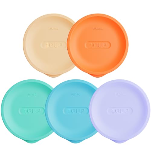 Replacement Lids for Pyrex 7202-PC 1 Cup, Silicone Round Storage Cover Lid for Anchor Hocking Glass Bowl 5 Pack Mixed Color - image 1