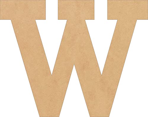 Wooden 7 Inch Letter Blank MDF Craft, Unfinished W Wood Block Letter for Nursery Initial Decoration, Rockwell Font