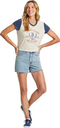 T-shirt rétréci pour femme Life is Good en coton doux ajusté