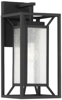 Minka Lavery 71261-66 Harbor View Outdoor Clear Seeded Glass Wall Sconce, 1-Light 60 Watts, 17" H x 8" W, Sand Coal