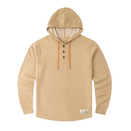 Field & Stream Men's Double Reed Thermal Hoodie, Khaki, Large