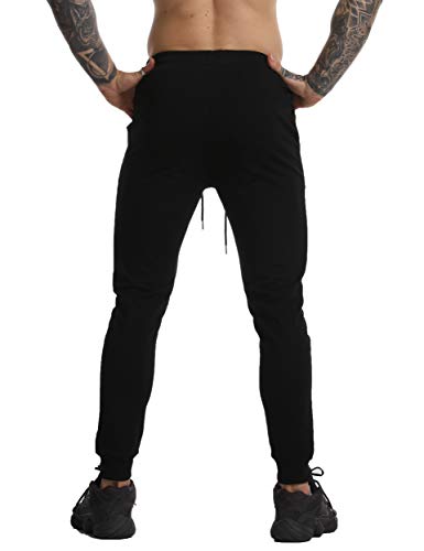 Ykb Men's Gym Jogger Pants Sport Workout Training Slim Tapered Sweatpants Running Joggers For Men Black #TOP2