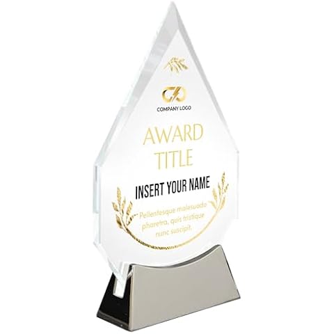 7 3/4" Personalized Glass Plaque for Awards and Trophies, Custom Award for Employee of the Month, Retirement, Leadership and Appreciation Gift M Variations (Design 4) Cover
