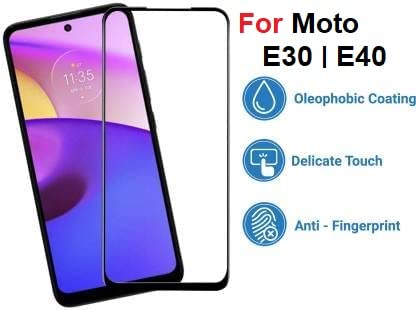 Image of Screen Protector for Motorola Moto E30 | E40 -(Black) Tempered Glass Edge-to-Edge 6D Screen Guard With Installation Kit.