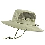 Mütze Damen Dünn Sommer Sonnenhut Winddicht Atmungsaktiv Anglerhut Doppelseitiger Safari Hut Gartenhut Boonie Hut Outdoorhut mit Kinnband Mode Kappe Mütze Sommer Herbst Outdoor Eimerhut