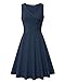 KILIG Women's Casual V Neck Solid Sundresses Aline Sleeveless Summer Midi Dress with Pocket (B3-Navy, Medium)