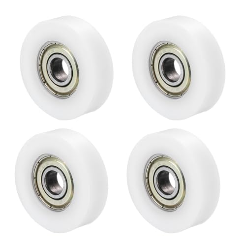 HABVPU Lot de 4 Roulettes pour Baie Vitrée Coulissante Alu, Poulie en Nylon à Rainure Ronde 5x22x7mm, Galets de Guidage pour Porte Coulissante de Douche et Fenêtres, Quincaillerie de Rechange