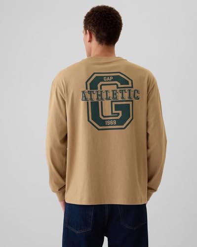 Image of Gap Men Relaxed Fit Graphic Print Full Sleeves Crew Neck Letter Print T-Shirt