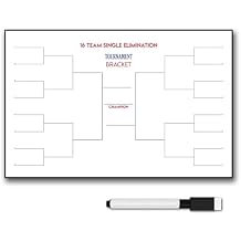 Zieglerworld Official Single Elimination Tournament Bracket Chart | Reusable 22 x 34 with Pen | Available in 5 Configurations 16 Player/Team
